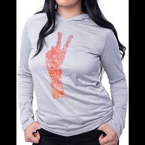 Harley-Davidson Illinois Women's hooded Peace Gray and Red Long Sleeve Tee L